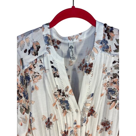 American Rag Women's M Maxi Dress Floral Blouse, Long Sleeve Side Slits - Picture 13 of 13